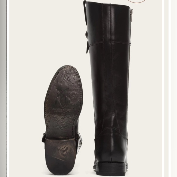 FRYE JAYDEN BUTTON TALL BLACK LEATHER/SUEDE SIZE 6.5 - Picture 6 of 12